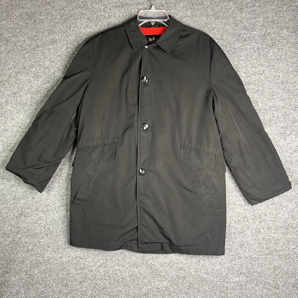 Lord Forecaster Mens‎ Trench Coat Size 38r Red Sherpa Lined Black